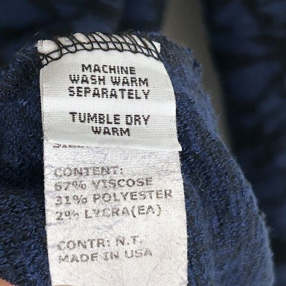 Cut Loose Tunic Top Size Small Blue Black Floral Print Long Sleeve Ribbed Artsy - Picture 6 of 9